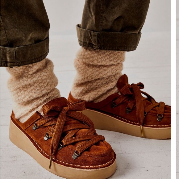 Free People Asher lace up mules size 38 tobacco color - Picture 1 of 6